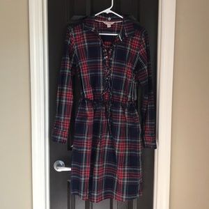 BROOKS BROTHERS Red Fleece Tartan Shirt Dress